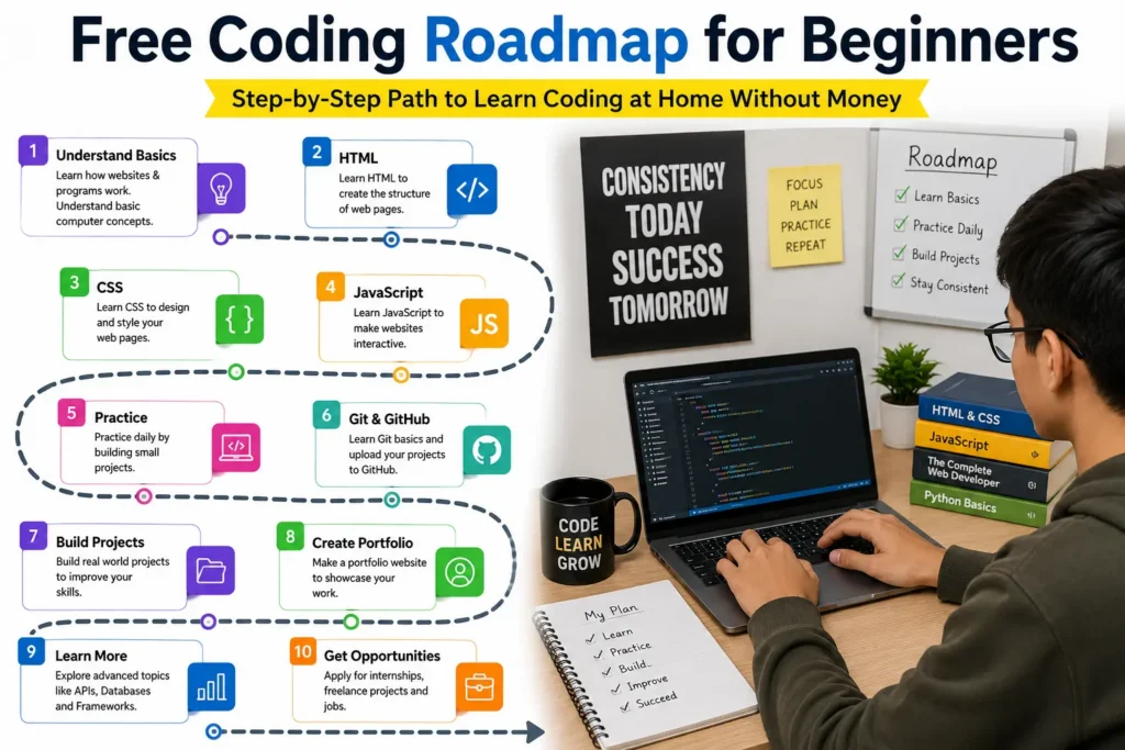 Free coding roadmap for beginners